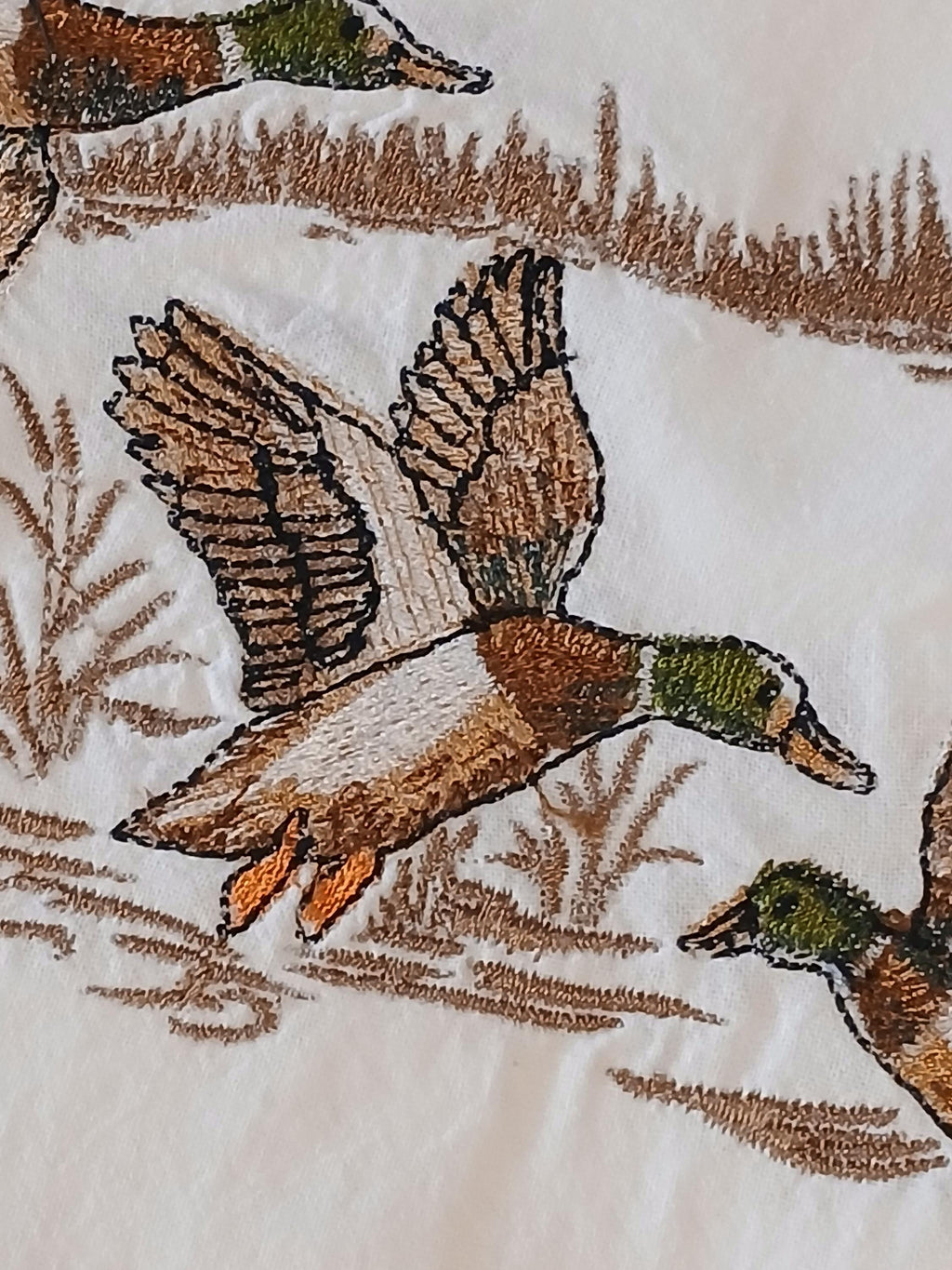 Mallard Ducks Flying Embroidered Kitchen Towel