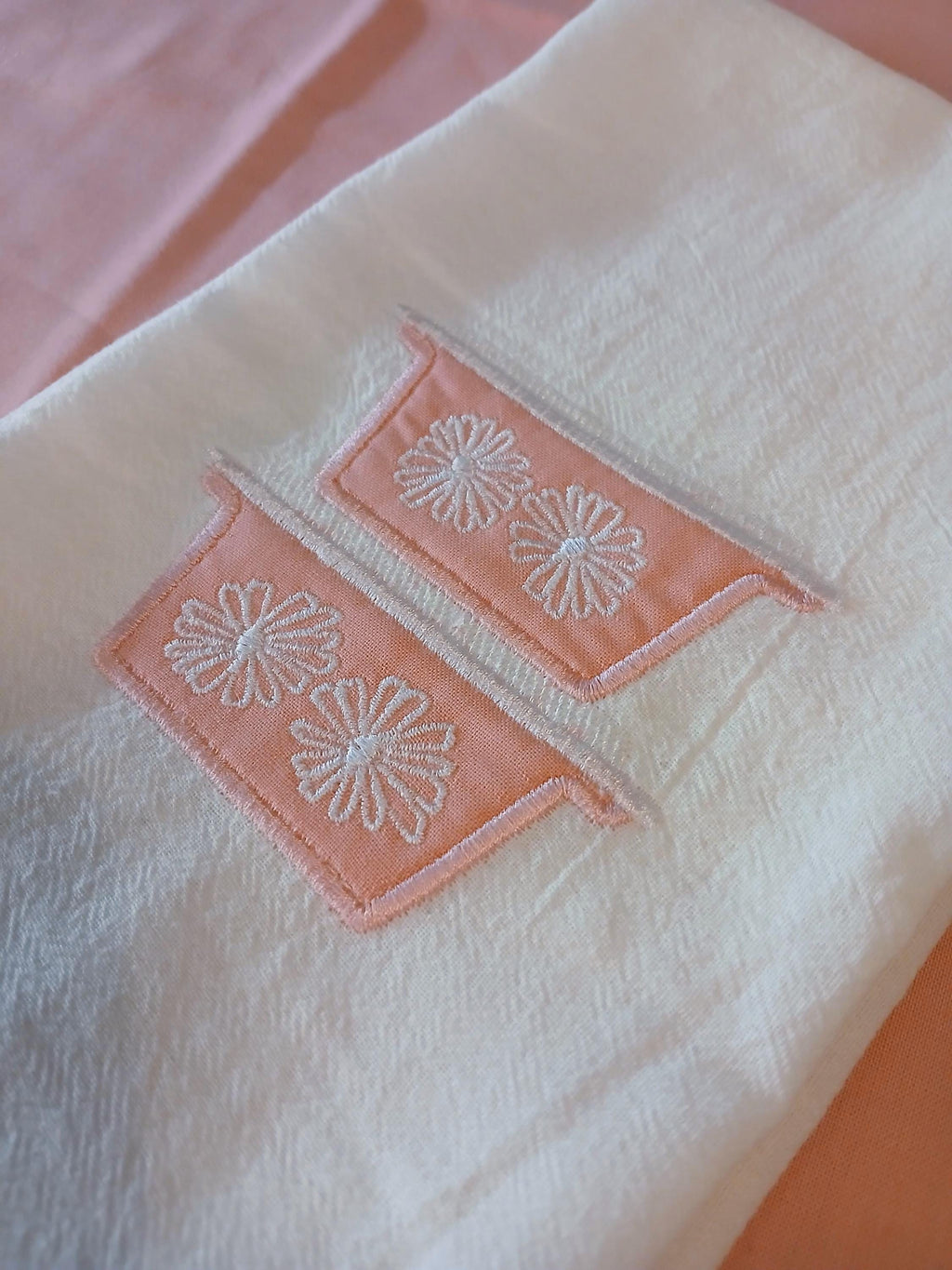Pyrex Pink Daisy Embroidered Kitchen Towel