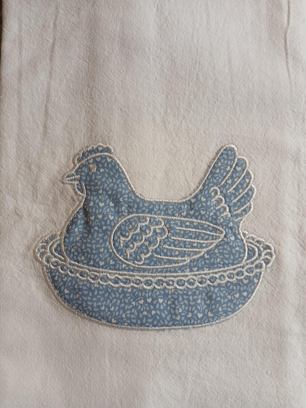 Hen on Nest Embroidered Kitchen Towel