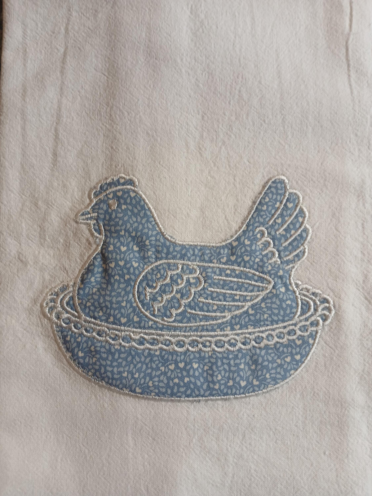 Hen on Nest Embroidered Kitchen Towel