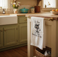 Embroidered Kitchen Towel: Funny Cat, 'It's Fine, I'm Fine" Design