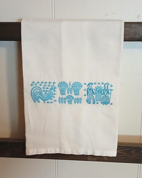 Amish Butterprint Pattern Pyrex-Inspired Embroidered Kitchen Towel