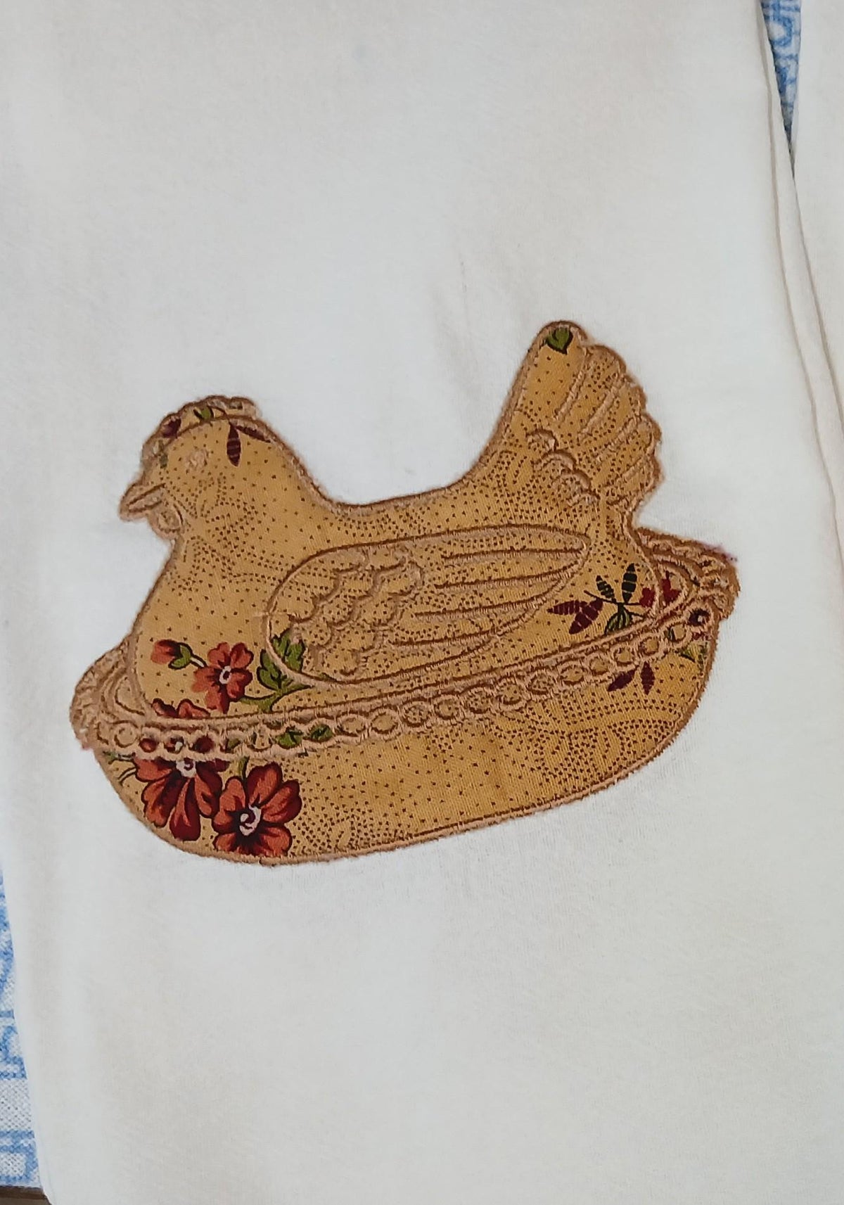 Hen on Nest Embroidered Kitchen Towel
