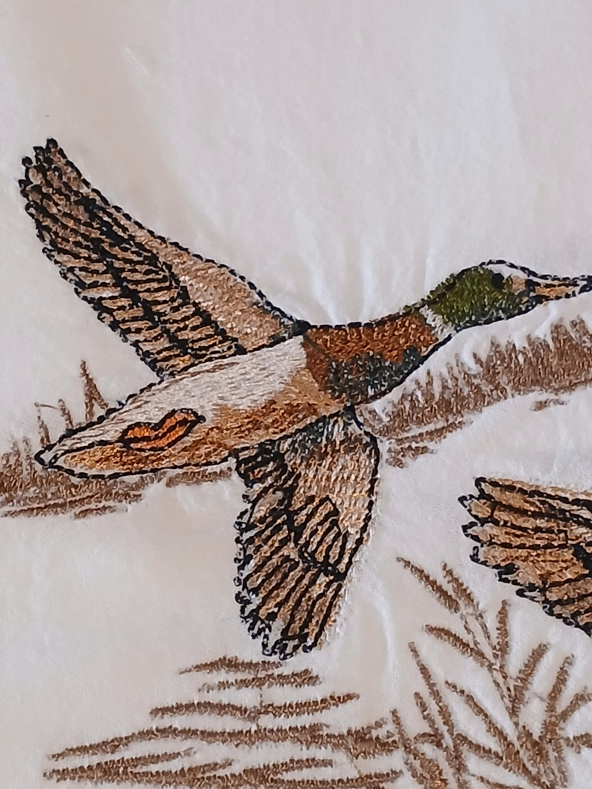 Mallard Ducks Flying Embroidered Kitchen Towel
