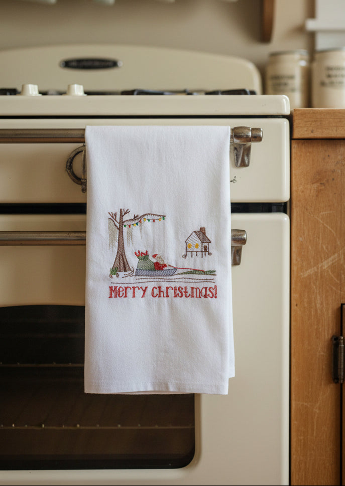 Santa's Swamp Delivery Christmas Kitchen Towel