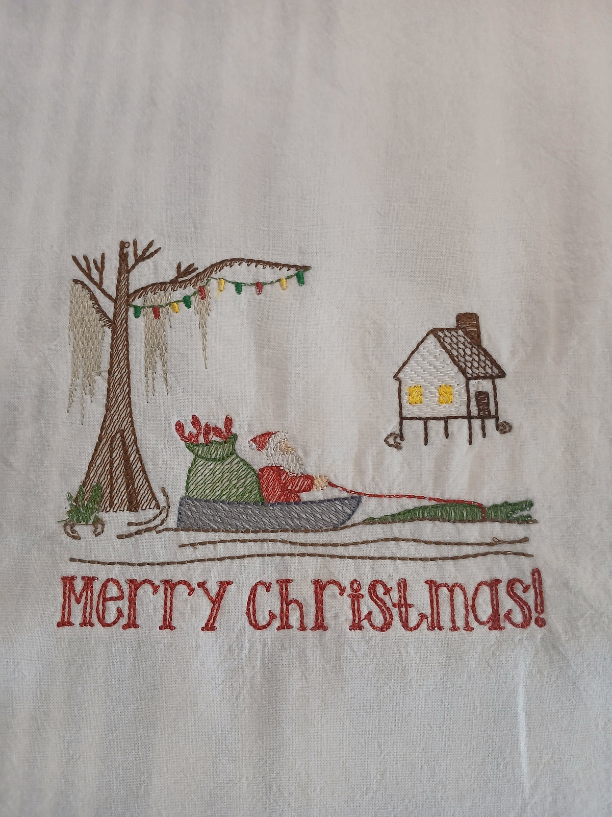 Santa's Swamp Delivery Christmas Kitchen Towel