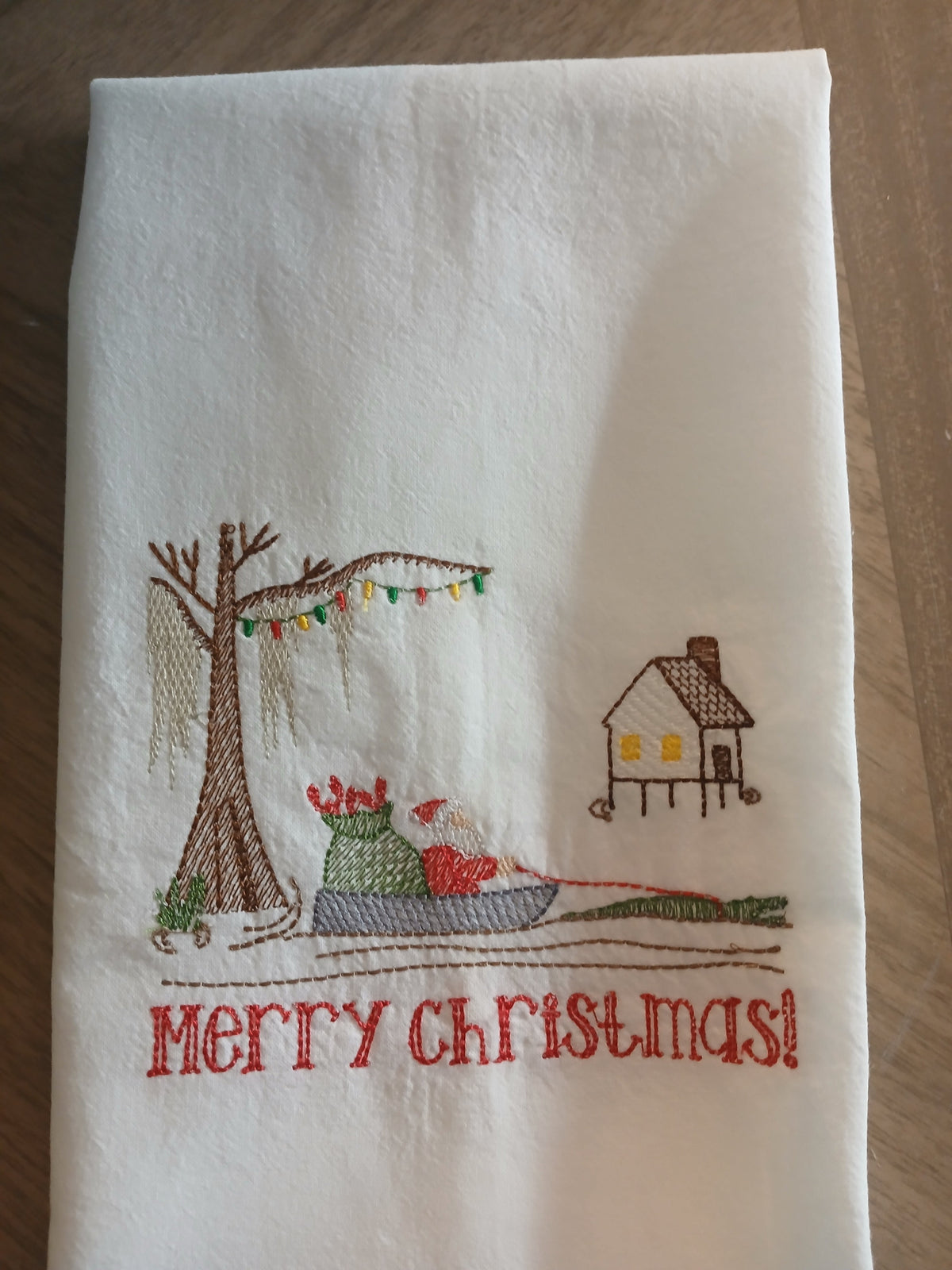 Santa's Swamp Delivery Christmas Kitchen Towel